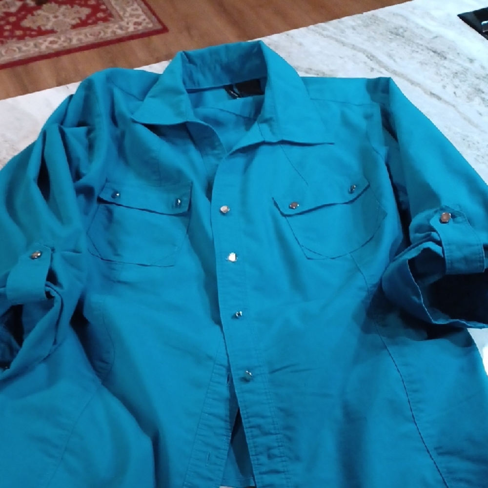 New Directions Teal Button Down Shirt
